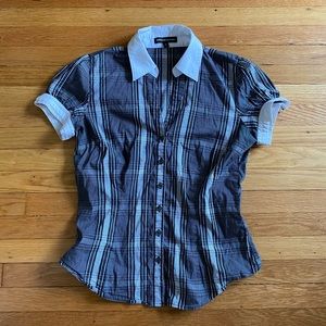 Y2K plaid short sleeve button up M